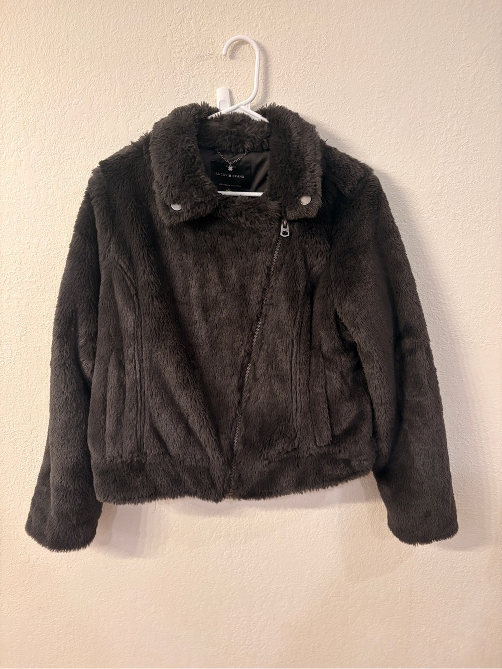 Lucky Brand Faux Fur Jacket - Charcoal Large